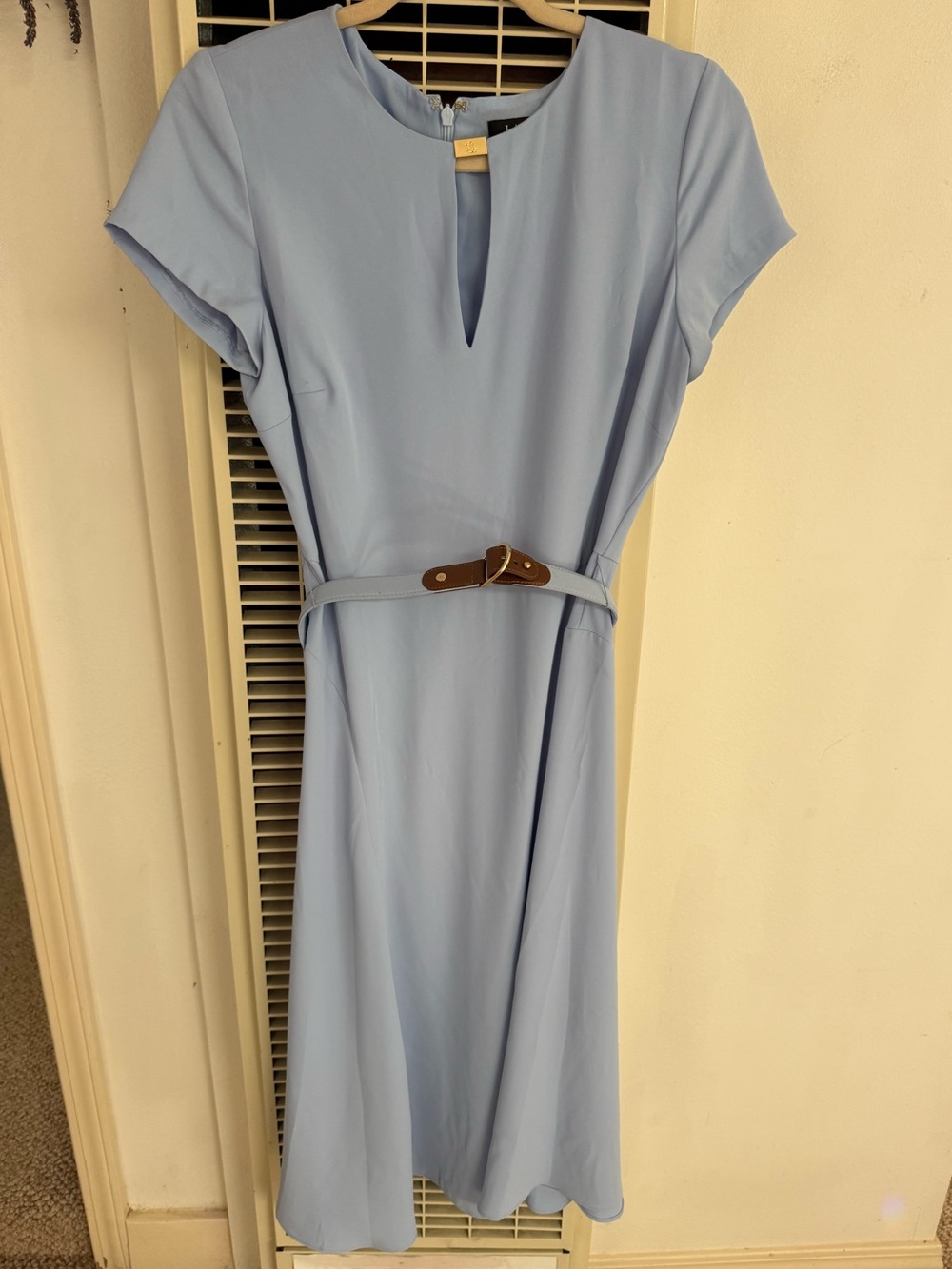 Lauren by Ralph Lauren Light Blue Women's Keyhole Belted Dress